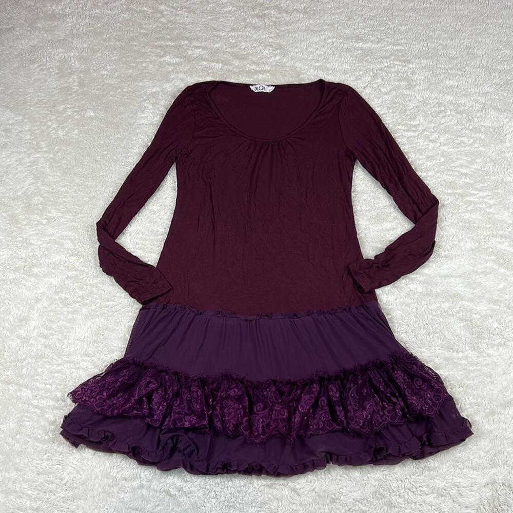 Deca Paris‎ long sleeved drop waist dress in purple, size TO or xs - Picture 3 of 9